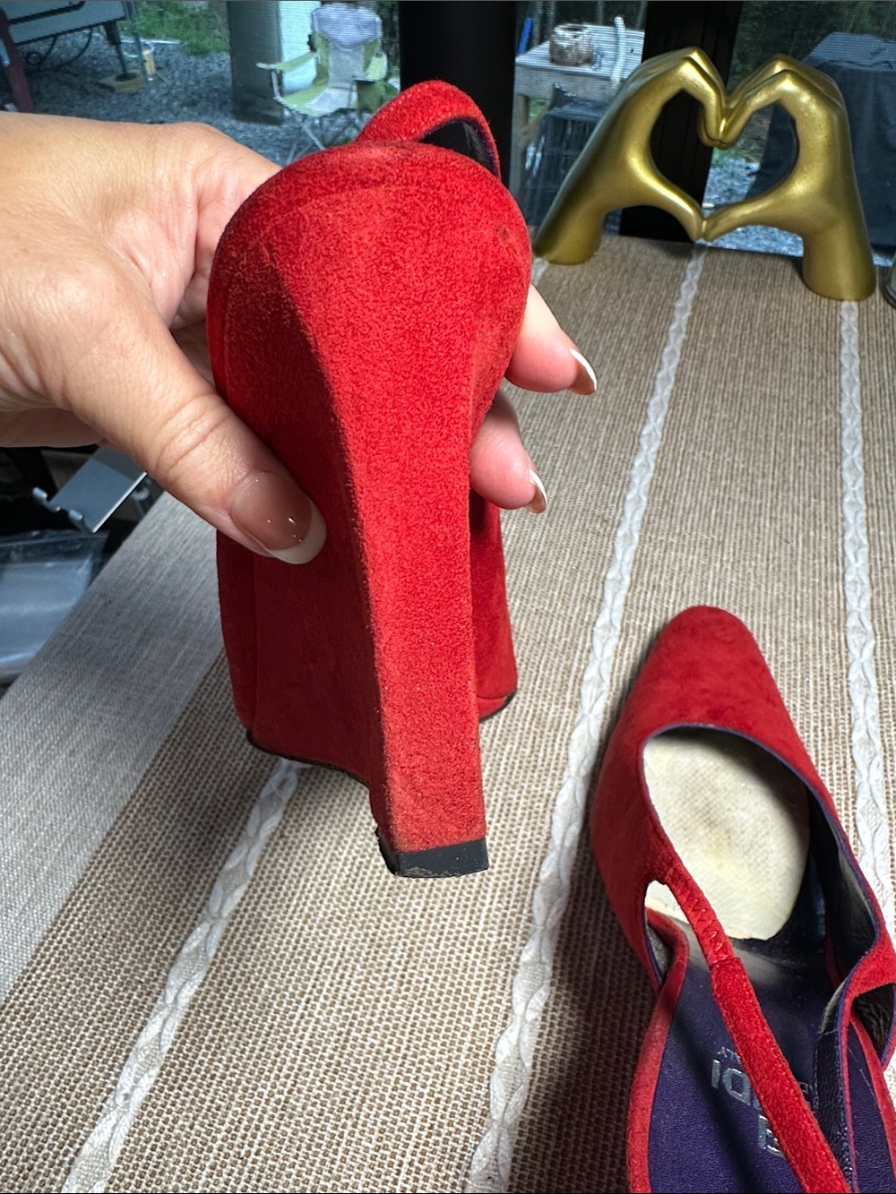 Fendi Red Suede Slingback Heels - Picture 6 of 12
